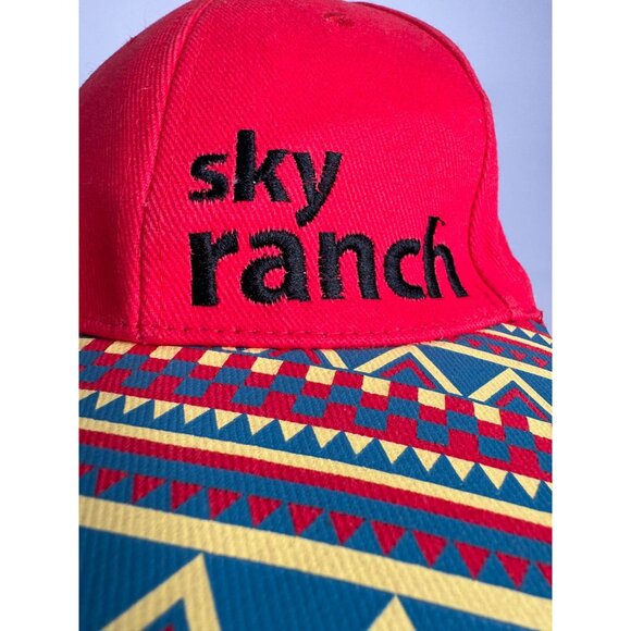 Sky Ranch Red Snapback Hat With Colorful Patterned Brim Adjustable Fit - Picture 11 of 16